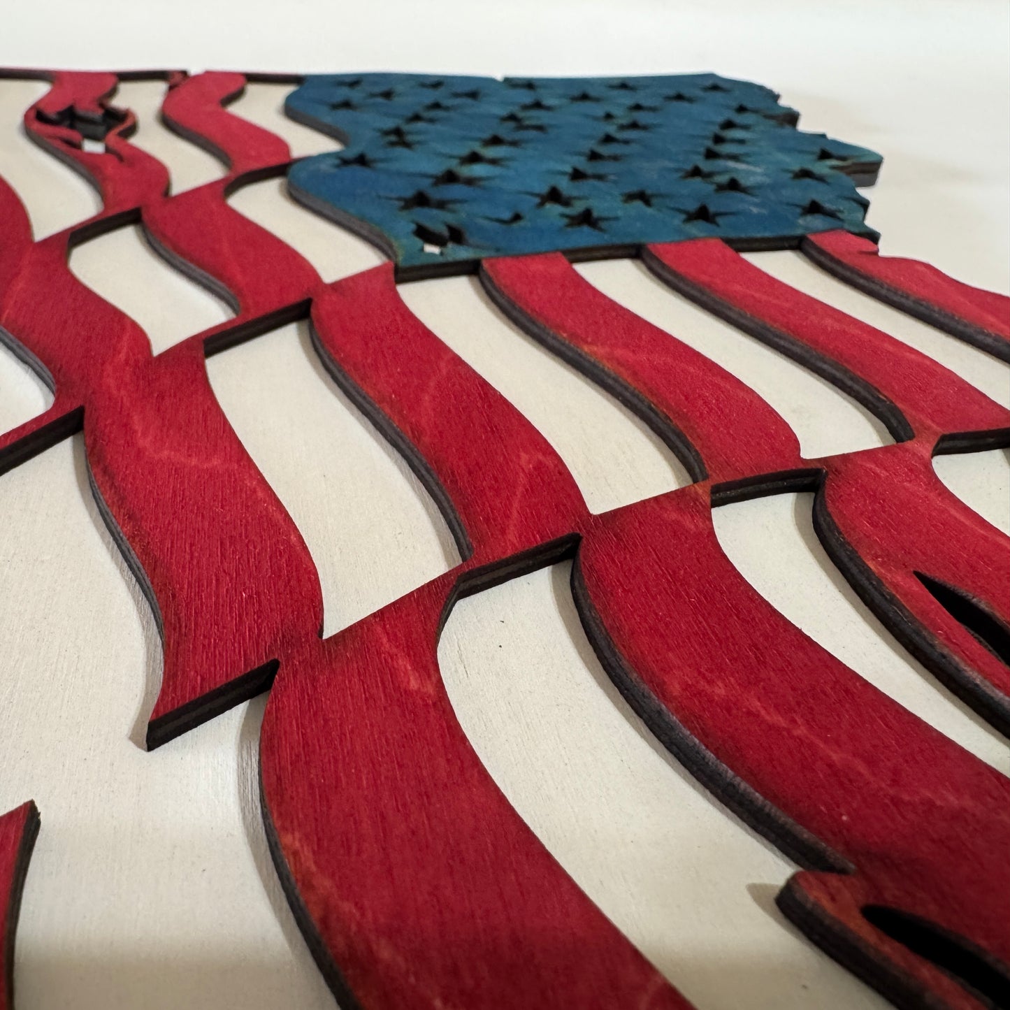 Wooden Tattered American Flag