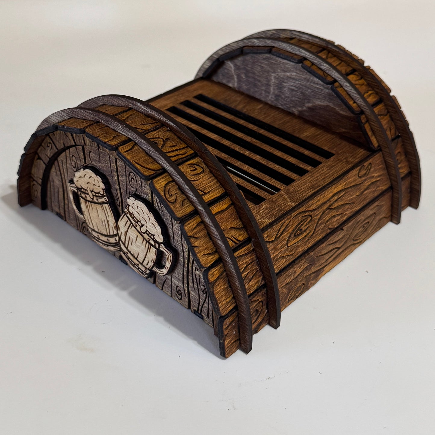 Rustic Dwarves Coasters with Barrel Coaster Stand